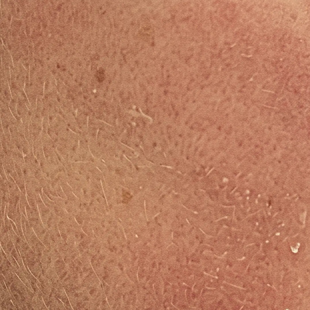 Close-up of dry, lightly flaking skin with fine hairs
